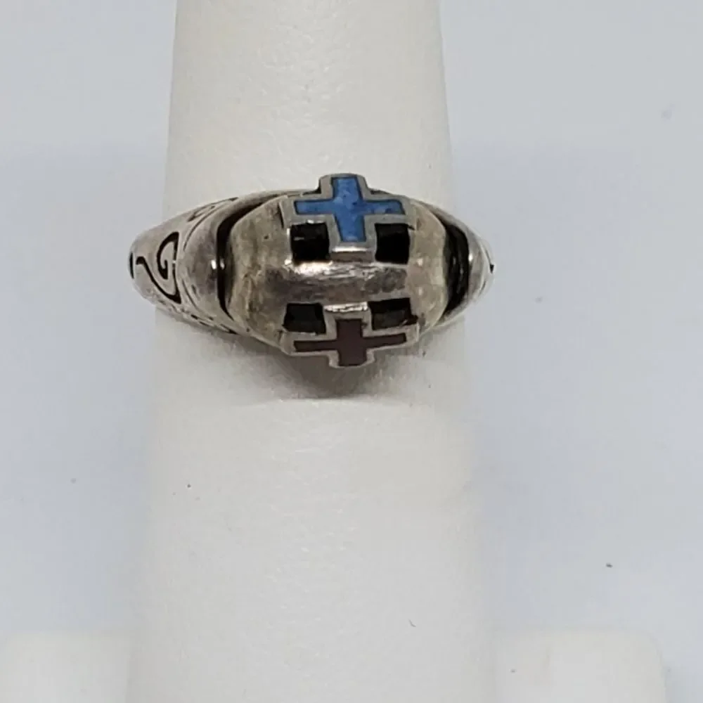 Vintage Sterling Silver Spinning Cross Ring (5.5)